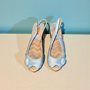 Miz Mooz distressed Sky Blue Peep-Toe sling back Heels size 40